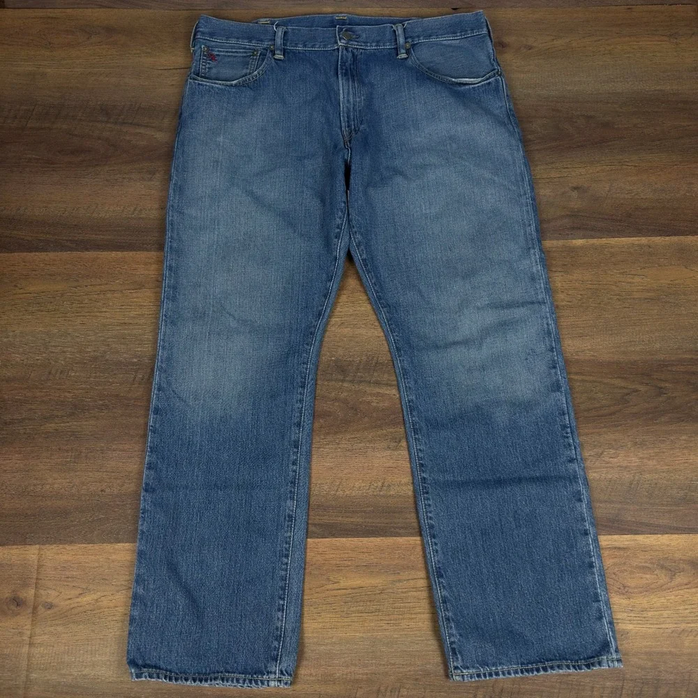 Polo Ralph Lauren‎ Mens Straight Leg Jeans Medium Wash Blue Denim 38x31